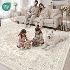 Luxturiy 8x10 Area Rugs Living Room: Bedroom Washable Carpet Beige White