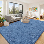 OLANLY 9x12 Machine Washable Large Area Rugs for Living Room, Bedroom, Soft Fluffy Shaggy Bedside Rug, Indoor Floor Carpet for Kids Girls and Boys, Dorms, Nursery, Home Decor, Blue