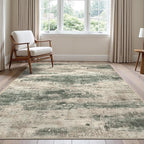 BEIMO Area Rugs 6x9 for Living Room Bedroom, Modern Abstract Machine Washable Rug, Large Soft Low Pile Floor Cover with Non Slip Backing for Dining Room, Grey/Dark Green