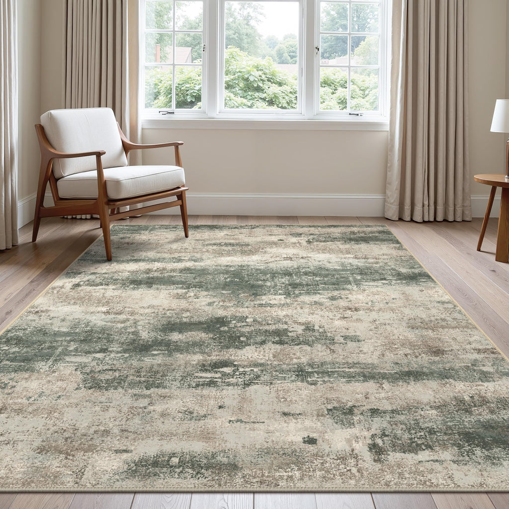 BEIMO Area Rugs 10x12 for Living Room, Green Taupe Washable Abstract Rug