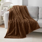 EXQ Home Fleece Throw Blanket for Couch or Bed - 3D Imitation Turtle Shell Jacquard Decorative Blankets - Cozy Soft Lightweight Fuzzy Flannel Blanket Suitable for All Seasons(50"×60",Coffee)