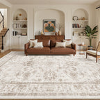 Madane 9x12 Area Rugs for Living Room, Washable Natural Rug Brown/Ivory