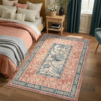 GarveeHome Terracotta Teal 2x3 Door Mat Indoor Rugs for Entryway Provence Small Botanical Grove Cottage core Washable Non-Slip Low-Pile Rug for Bedroom Bathroom Entrance TPE Backing
