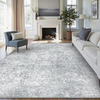 PureCozy 8x10 Area Rug Vintage Gray Distressed