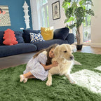 OLANLY 2x8 Machine Washable Runner Rugs for Hallway, Soft Fluffy Shaggy Bedside Rugs for Bedroom, Living Room, Indoor Floor Carpet for Kids Girls and Boys, Home Decor Aesthetic, Green