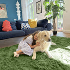 OLANLY Area Rugs for Living Room Bedroom, Machine Washable 4x5.9 ft Soft Fluffy Shaggy Bedside Rug, Indoor Floor Carpet for Kids Girls and Boys, Dorms, Nursery Rooms, Home Decor Aesthetic, Green