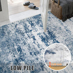 FXRHLP 8x10 Area Rug Living Room: Modern Washable Indoor Soft Carpet Blue