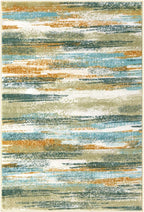 Lansny Modern Abstract 4x6 Living Room Washable Rug Non-Slip Soft Bedroom Area Rug Green Mustard Multi Thin Print Faux Wool Floor Carpet Throw Rugs for Nursery Playroom Dining Room Indoor Office