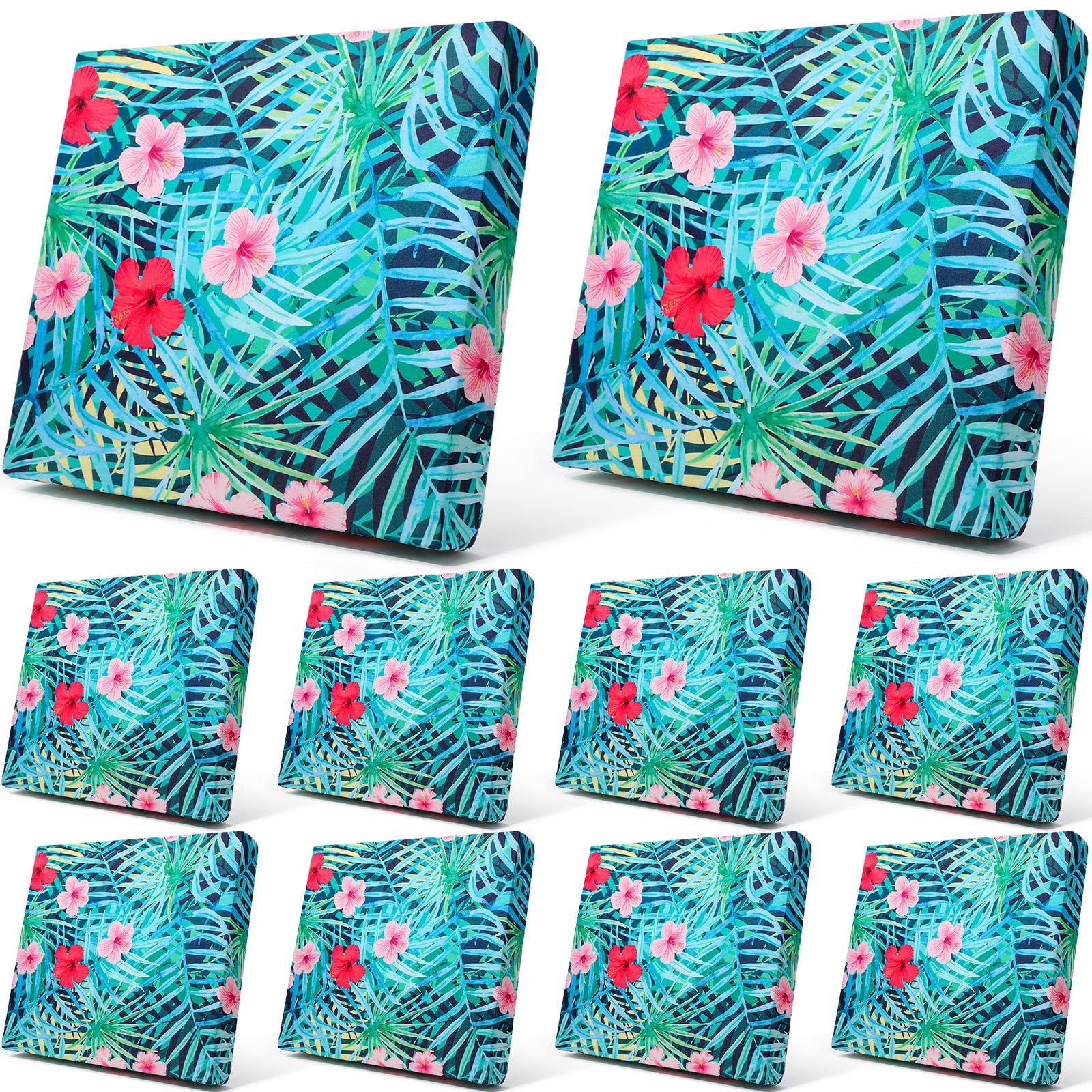 Newwiee 8Pcs Patio Cushion Covers Stretch Outdoor Cushion Cover Replacement for Patio Furniture Sofa Couch Slipcovers, Soft Flexibility Washable Furniture Protector(Fresh Floral,Fresh Color)