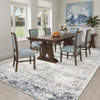 6x9 Area Rug for Living Room Washable 6x9 Non-Slip Modern Rugs for Bedroom Dinning Room Ultra-Thin Indoor Blue Ivory