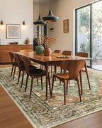 RELEANY Area Rugs 6'x9' Washable Non-Slip, Floral Vintage Distress Print Pattern Medallion Carpet for Living Room Bedroom Dining Room, Brick Red Rust Neutral Brown Burnt Orange Green