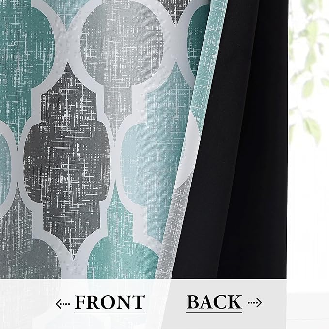 Beauoop Moroccan Valance Curtains for Kitchen Cafe Aqua Grey 52x18 1 Panel