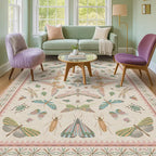 Hazo Haus Butterfly Area Rugs 5x7 for Baby Nursery, Cute Light Pink Rugs for Bedroom Girls, Living Room, Kids Room Playroom Reading Corner, Washable Ultra Soft Stain Resistant Floral Floor Decor