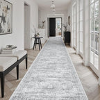 Soalmost 3x20 Hallway Runner Rug - Extra Long Carpet Runners for Hallways 20ft Non Slip Stain Resistant Rugs Runner for Living Room Bedroom 20 Feet Floor Carpet for Kitchen, Grey