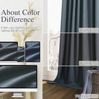 Guken Vintage Blue 100% Blackout Linen Curtains 84 Inch Length 2 Panels Set for Living Room Bedroom Back Tab/Rod Pocket Thermal Insulated Black Out Drapes Room Darkening Window Curtains