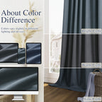 Guken 100% Blackout Linen Curtains 96 Inch Length 2 Panels Set for Living Room Bedroom Back Tab Thermal Insulated Black Out Linen Drapes Room Darkening Window Curtains,Vintage Blue