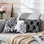 Hexagram Geometric Black Pillow Covers 12x20 Set of 4, Decorative Outdoor Boho Modern Throw Pillow Covers, Home Sweet Home Farmhouse Cushion Case for Couch Sofa Bedroom Indoor Decor(No Insert)