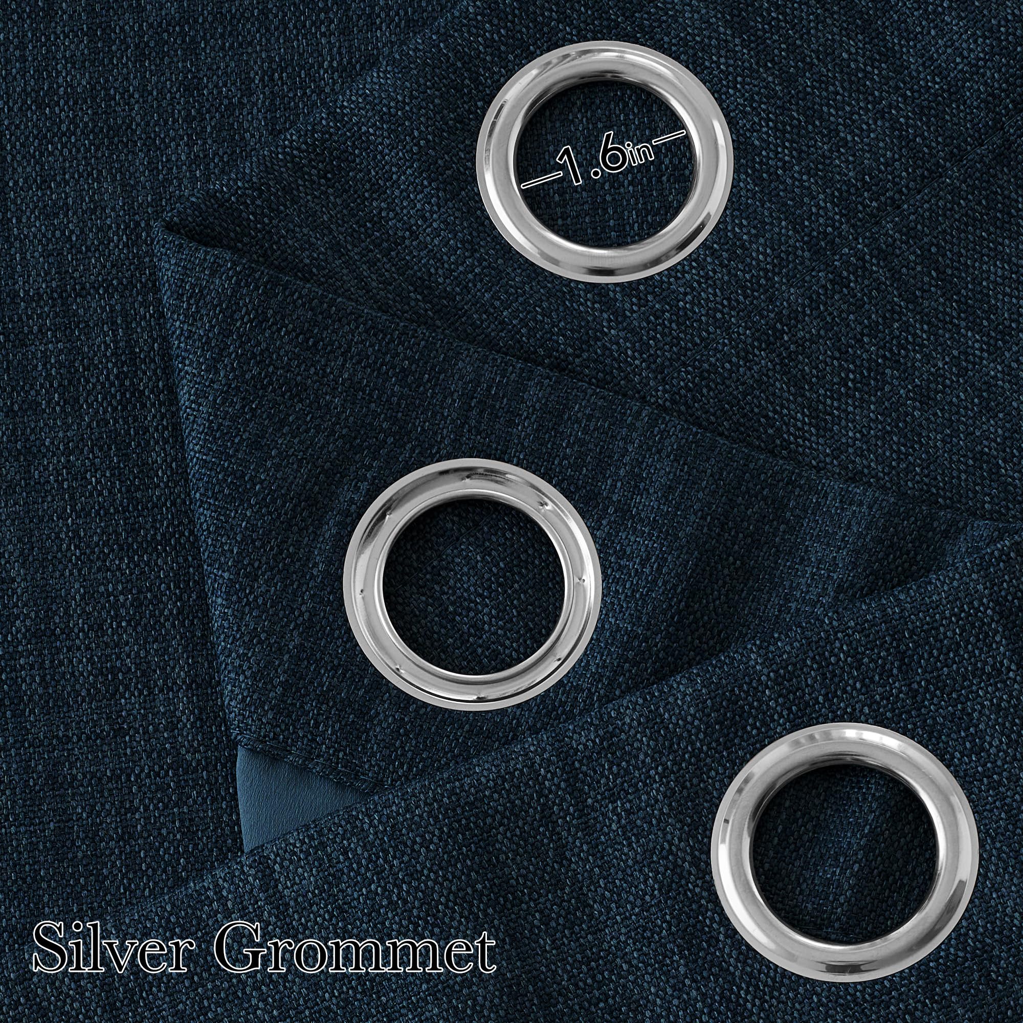 NICETOWN Faux Linen Navy Blue Blackout Curtains 84 inches Long for Living Room - Privacy Panels for Bedroom, Modern Farmhouse Style Easy Care Grommet Top, 2 Panels, W52 by L84