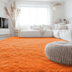 OLANLY 8x10 Machine Washable Large Area Rugs for Living Room, Bedroom, Soft Fluffy Shaggy Bedside Rug, Indoor Floor Carpet for Kids Girls and Boys, Dorms, Nursery, Home Decor Aesthetic, Orange