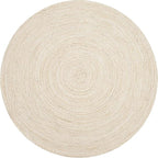 Hausattire Hand Woven Jute Braided Rug, 4’ Round – Off White, Reversible Boho Entry Area Rugs for Kitchen, Living Room, Nursery I Farmhouse Decorative Floor Rug, 4 Feet Round