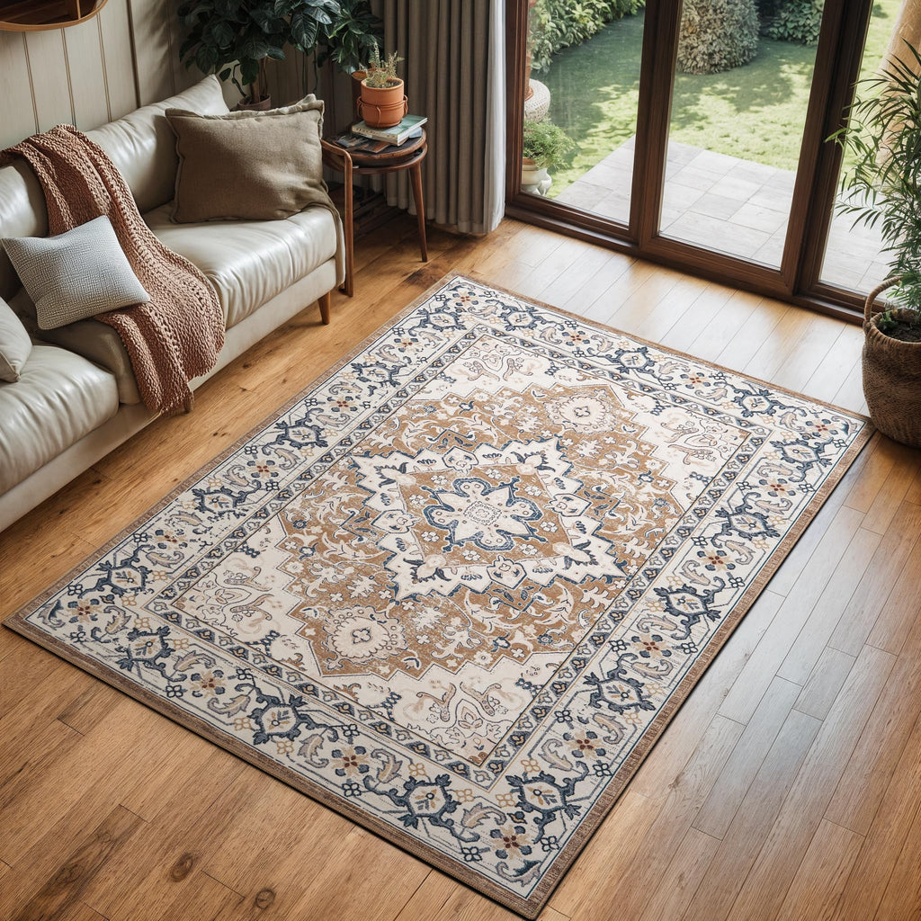 Lofus 3x5 Area Rugs for Living Room Bedroom, Small Carpet Floral Brown