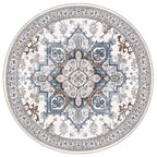 OPPODREAM Soft Area Rugs 3', Persian-Inspired Washable Rug, Cream White & Blue