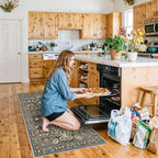 3x6 Washable Hallway Area Rugs: Vintage Floral Entryway Kitchen Runner Rug Ultra Soft Anti-Slip Beside Carpet Indoor Farmhouse Floor Mat for Bathroom Living Room Bedroom Durable Doormat(3x6,Green)