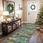 Washable 3x10 Hallway Runner Rug: Floral Scalloped Soft Runners for Entryway Kitchen Nursery Non Slip Bathroom Floor Mat Water Resistant Light Weight Carpet for Living Room Bedroom (3x10 Floral/Green)