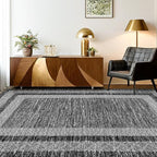 GarveeHome Modern Geometric Rug 4x6 Washable Rug for Living Room, Soft Non Shedding Indoor Carpet with Non Slip TPR Backing, Low Pile Thin Foldable Printed Floor Mats for Dining Room, Black