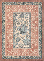 GarveeHome Terracotta Teal 2x6 Washable Kitchen Runner Rugs Non Slip Provence Botanical Grove Vintage Boho Cottage Long Rug for Hallways Bedroom TPE Rubber Backing