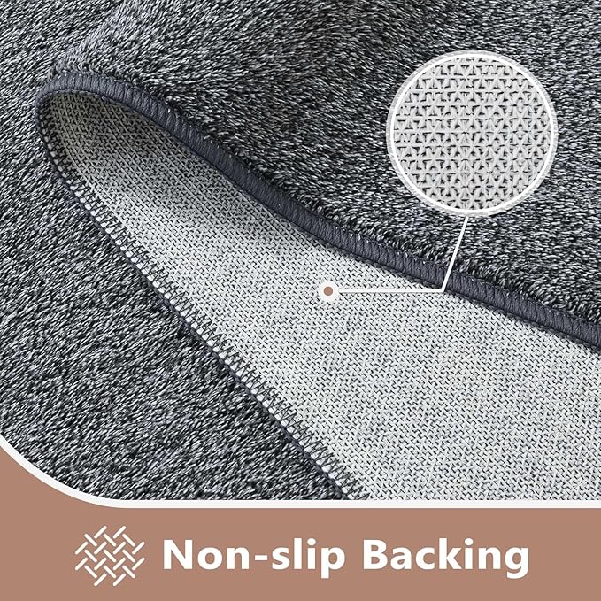 5x7 Grey Area Rug Non-Slip Washable Soft Thin for Living Room Bedroom