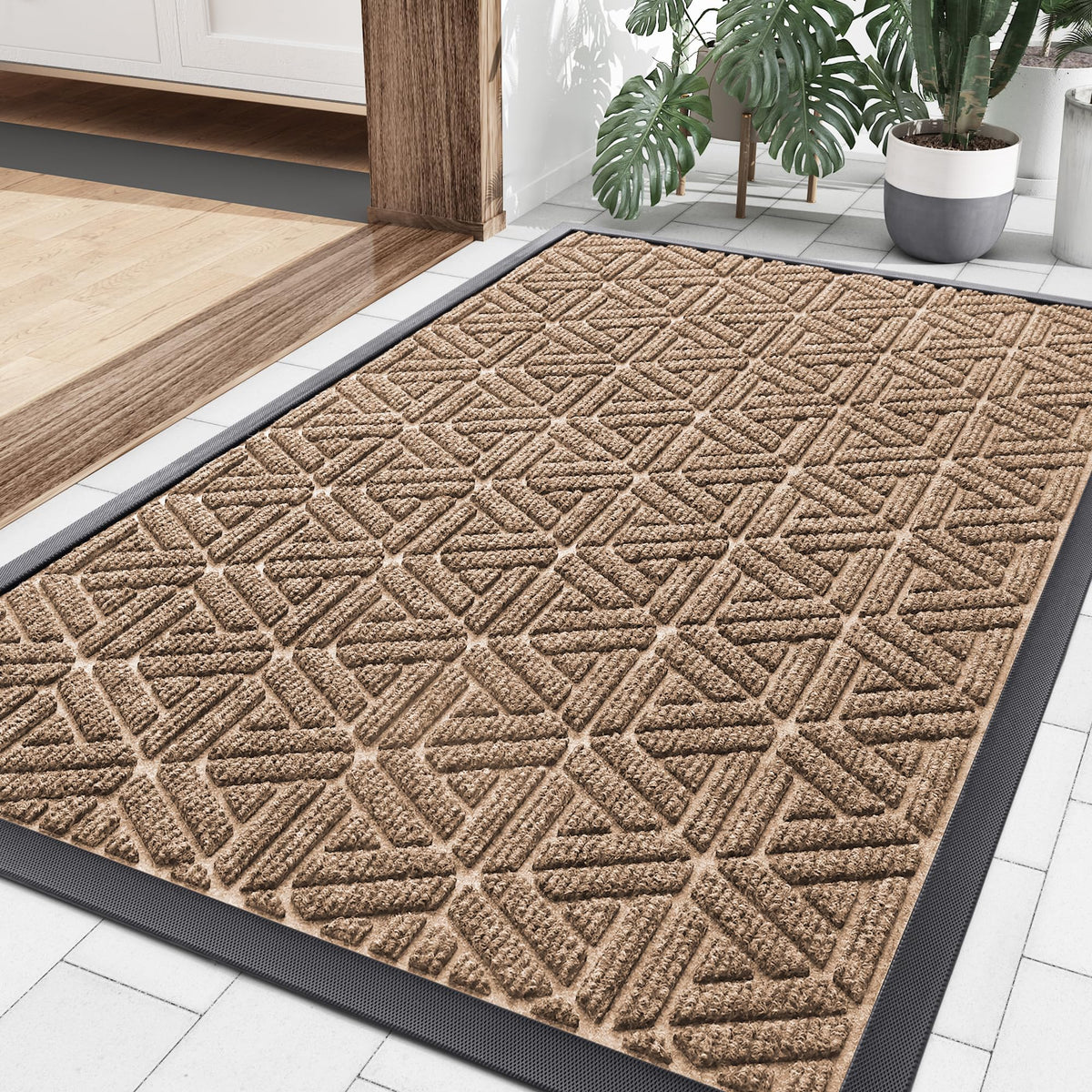 Smiry Front Door Mat Outside Entrance, Low Profile Rubber Doormat, 35x23