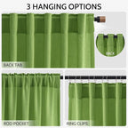 Extra Long Curtain Lime Green Morden Linen Blend Light Filtering Back Tab Curtains for Long Winodws 120 Inches Length, Semi Sheer Privacy Drapes for Living Room, 52x120 inch, 2 Panels