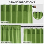 Nanspring Lime Green Linen Blend Light Filtering Back Tab Curtains 102 Inches Long, Semi Sheer Privacy Drapes for Living Room & Bedroom, 52x102 inch, 2 Panels