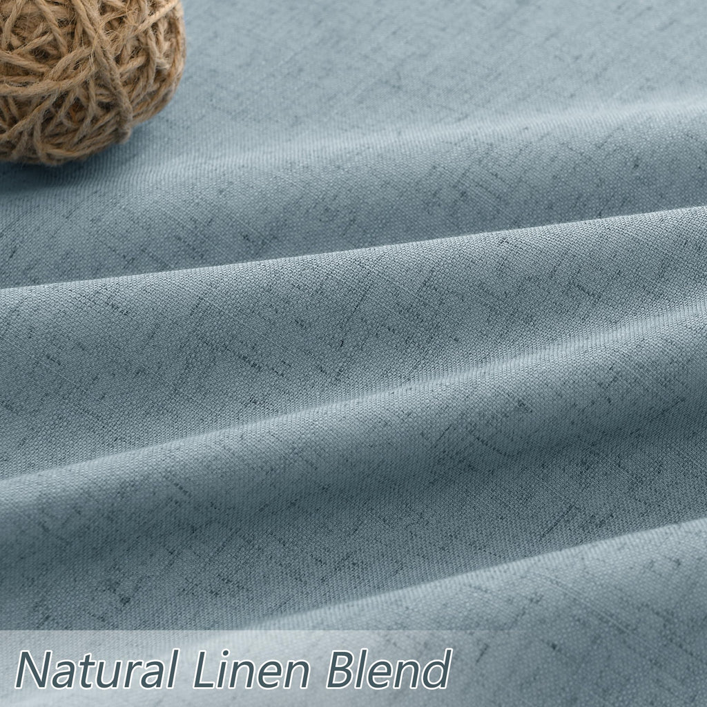 Guken Blue 100% Blackout Linen Curtains 84 Inch Length 2 Panels Set for Living Room Bedroom Back Tab Thermal Insulated Black Out Drapes Room Darkening Window Curtains 84 Inches Long Dusty Blue