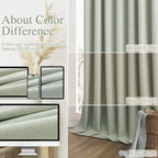 Guken 100% Blackout Curtains 72 Inch Length 2 Panels Set for Living Room Bedroom Back Tab Thermal Insulated Black Out Linen Drapes Room Darkening Window Curtains 72 Inches Long,Mist Sage