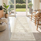 Rug Runners for Hallways Non Slip - 2x8 Runner Rug for Bedroom, Washable Runner with Rubber Backing, Soft Low-Pile Carpet for Kitchen, Laundry, Bathroom (2'x8', Beige/Ivory)