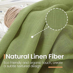 BGment Olive Green Linen Curtains 36 Inch Length for Short Kitchen Window - Rod Pocket Small Drapes Sheer Light Filtering for Cafe Bedroom Decor Lightweight Natural Rustic, 2 Panels Set, 42 X 36 Inch