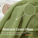 BGment 40 Inches Long Olive Green Linen Curtains for Short Window - Rod Pocket Small Drapes Textured Light Filtering for Cafe Bedroom Spring Lightweight Natural Rustic, 2 Panels Set, 42 X 40 Inch