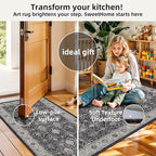 Kitchen Sink Rugs Set 0f 2: Washable Non-Slip Hardwood Floor Mat for Stove Dishwasher Fronts Soft Stain Resistant Carpet for Cooking Area & Fridge Boho Home Decor for High Traffic Area(2x3+2x4,Black)
