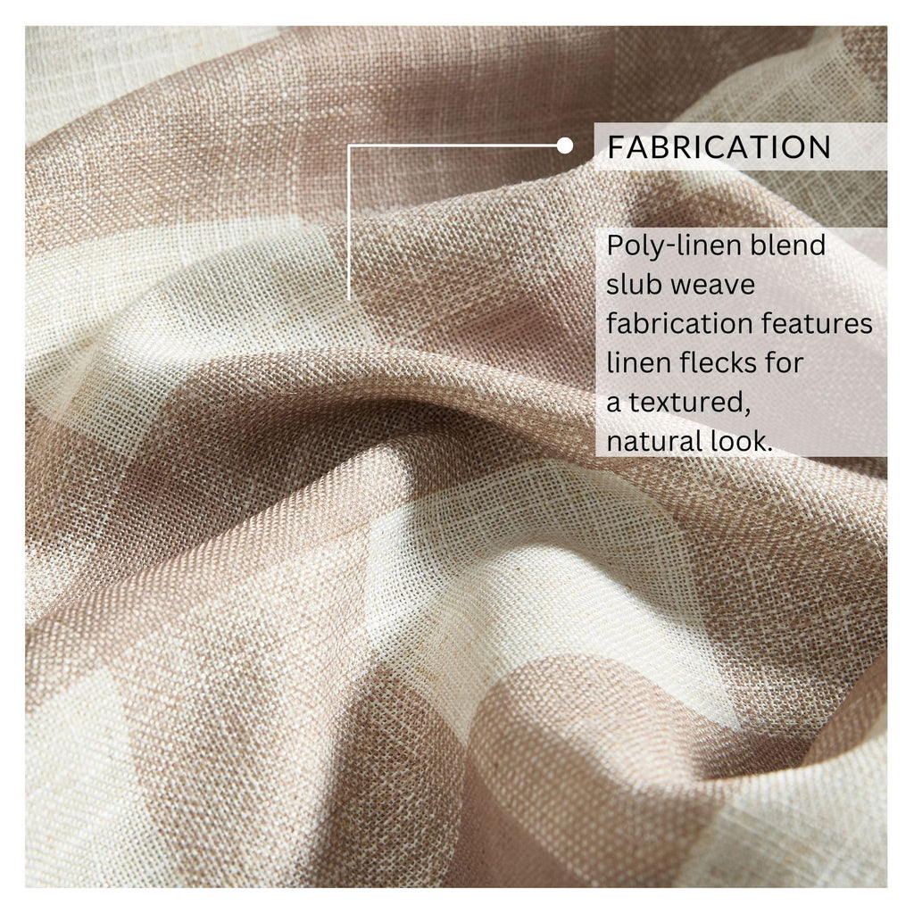 Threadmade Grainger Buffalo Check Blackout Window Curtain, Linen - 52" W x 84" L