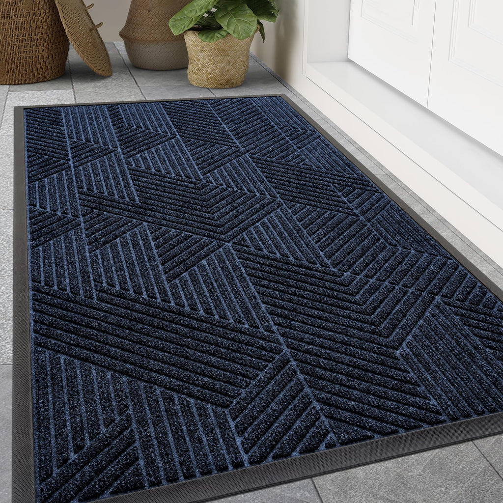 Smiry Front Door Mat Outside Entrance, Low Profile Rubber Doormat, 59x20