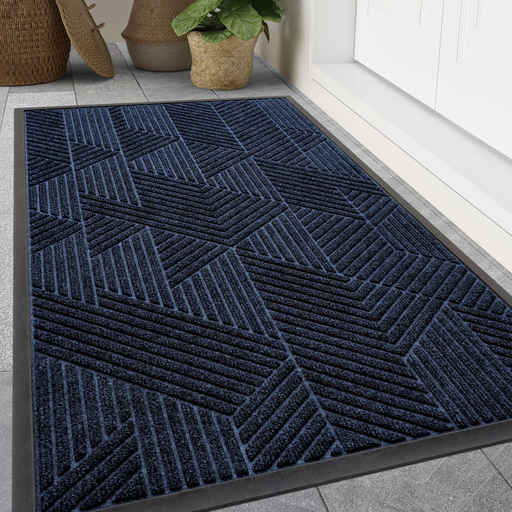 Smiry Front Door Mat Outside Entrance, Low Profile Rubber Doormat, 59x20