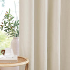 NICETOWN Thick Linen 100% Blackout Bedroom Curtains 108 inches Long, Bronze Grommet 2 Layers with White Liner Window Treatments Sound Reducing for Living Room, Natural, W52 x L108, 2 Panels