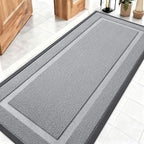 OLANLY Front Door Mat Indoor Outdoor Entrance, Waterproof All-Season, All-Weather Doormat, Sturdy Natural Rubber, Low Profile, Easy Clean Patio Porch Entryway Mat, 59x23, Ash Gray