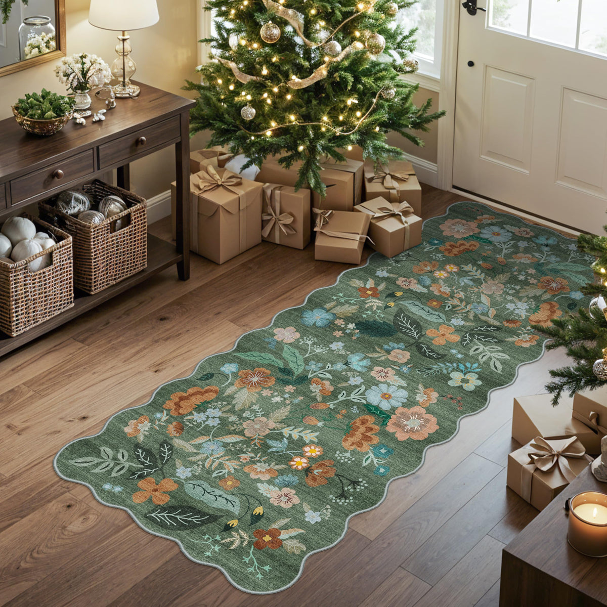 2x5 Washable Hallway Runner Rug: Indoor Farmhouse Non-Slip Entry Kitchen Rugs Oriental Thin Light Weight Carpet for Living Room Bedroom Soft Water Resisitant Floor Mat for Bathroom Laudry(2X5,Brick)