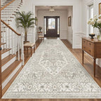 Madane 4x10 Wide Hallway Runner Rug: Washable Soft Rug Runners for Living Room Bedroom, Stain Resistant Low Pile Area Rugs Non Slip Floor Carpet for Ktichen (Beige/Brown, 4x10)