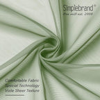 Simplebrand Sage Sheer Curtains 63 Inch Length 2 Panels, Rod Pocket Solid Color Window Sheer Curtain Panels, Elegant Curtains & Drapes for Living Room, Bedroom 2 Panels (Sage, 42" W x 63" L)