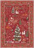 UERMEI Christmas Area Rug Living Room Rugs: 4x6 Neutral Modern Washable Festive Soft Thin Non-Slip Indoor Carpet for Bedroom Dining Table and Home Office Holiday Decor - Red