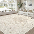 Luxturiy 8x10 Area Rugs Living Room: Bedroom Washable Carpet Beige White